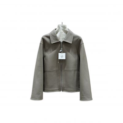HERMES COLLARED LEATHER JACKET